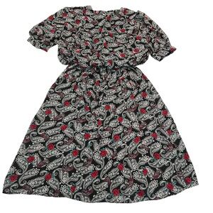 Vintage Perceptions Union Made Dress – Paisley Rose Print, 70s/80s Boho Midi